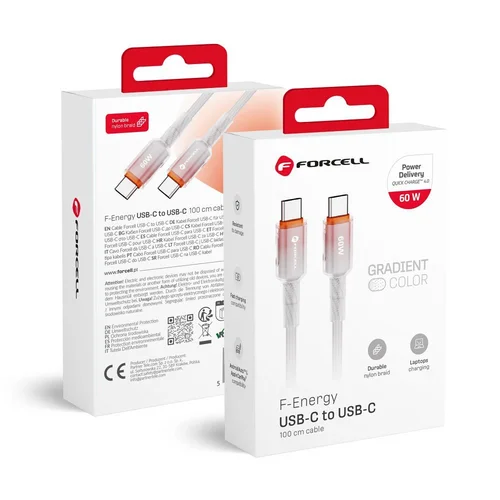 FORCELL F-ENERGY C354 USB-C–USB-C 1 m baltas image 1