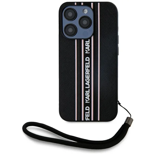 Karl Lagerfeld Saffiano Athleisure Stripes Cord dėklas iPhone 15 Pro Max, rožinis image 1