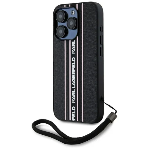 Karl Lagerfeld Saffiano Athleisure Stripes Cord dėklas iPhone 15 Pro Max, rožinis image 2