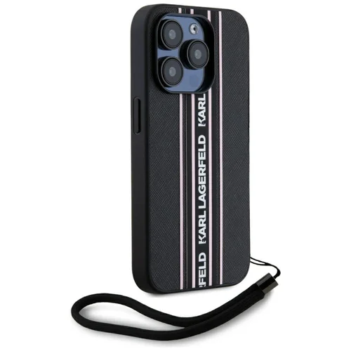 Karl Lagerfeld Saffiano Athleisure Stripes Cord dėklas iPhone 15 Pro Max, rožinis image 3