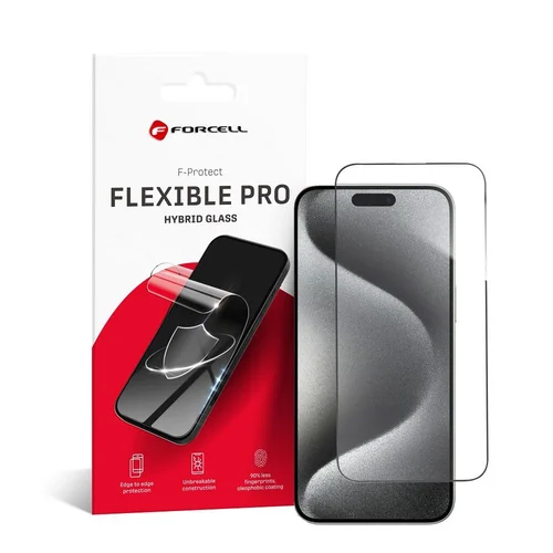 Forcell 5D lankstus nano stiklas iPhone 15 Pro Max, juodas image 1