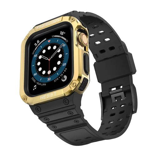 Apsauginis diržas Apple Watch 38/40/41 mm, juodas ir auksinis image 2