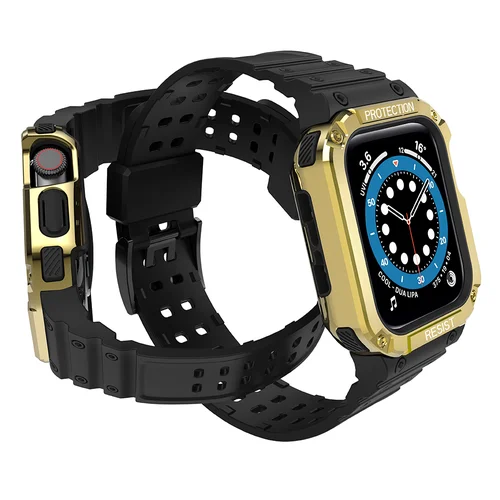 Apsauginis diržas Apple Watch 38/40/41 mm, juodas ir auksinis image 3