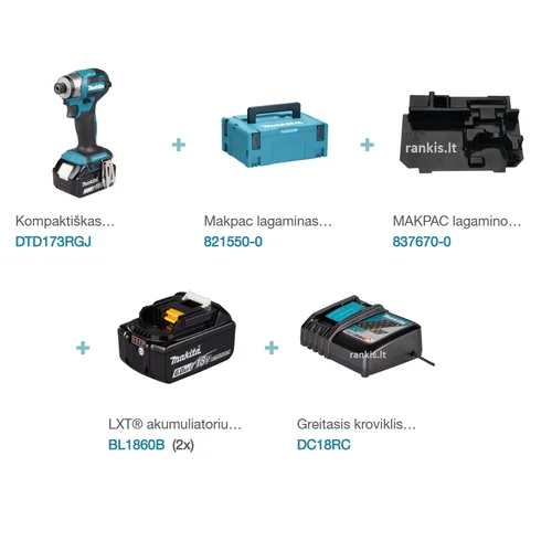 Makita DTD173RGJ 18 V akumuliatorinis smūginis suktuvas image 2