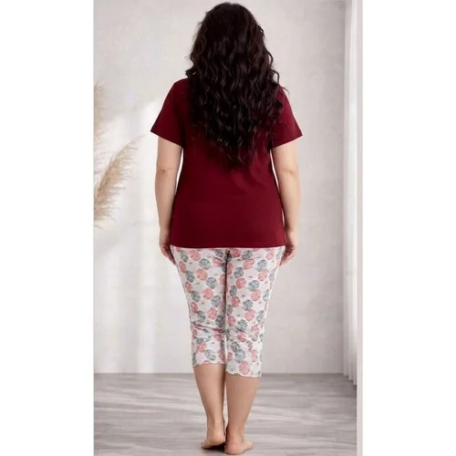 SAPNAI trumpa 2 dalių pižama, 52–54/2XL, bordo-marga image 3