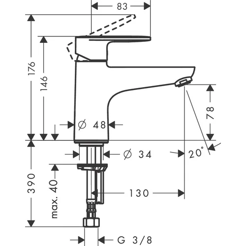 Hansgrohe Vernis Blend 71443000 Chromo vonios maišytuvas image 2