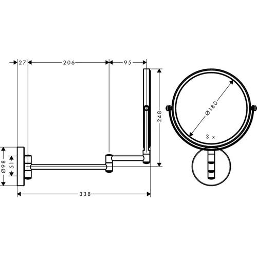 Kosmetinis veidrodis Hansgrohe Logis Universal 73561000 image 2
