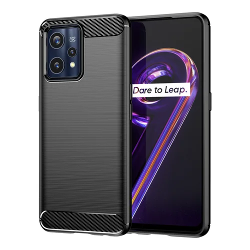 Realme 9 Pro+ anglies pluošto dėklas, juodas image 1