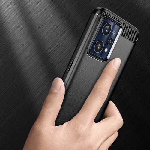 Realme 9 Pro+ anglies pluošto dėklas, juodas image 2