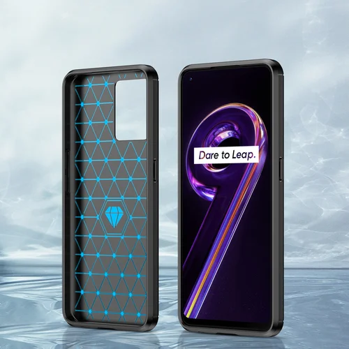 Realme 9 Pro+ anglies pluošto dėklas, juodas image 3
