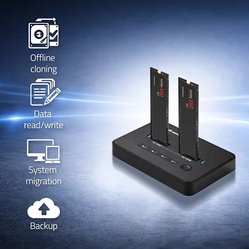 Qoltec 52366 M.2 NVMe SSD dokų stotis, 2 × 8 TB image 2