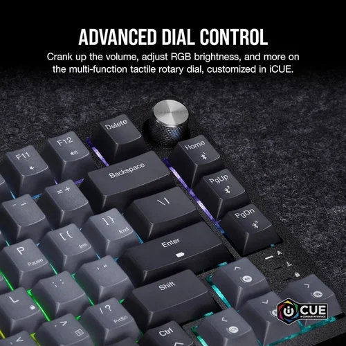 Corsair K65 PLUS EN belaidė klaviatūra, Juoda/Pilka image 2