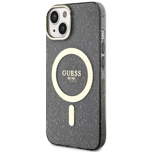 Guess Blizgios Auksinės MagSafe dėklas iPhone 14, juodas image 2