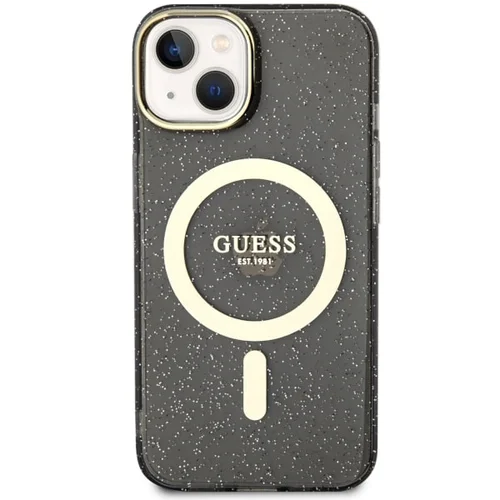 Guess Blizgios Auksinės MagSafe dėklas iPhone 14, juodas image 3