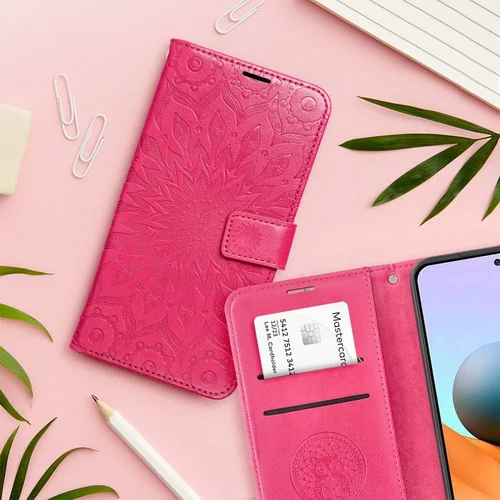 MEZZO knygų dėklas Xiaomi Redmi Note 14 5G, mandala, magenta image 3