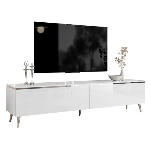 TV spintelė AURORA SILVER180, 180 cm, balta blizgi image 2