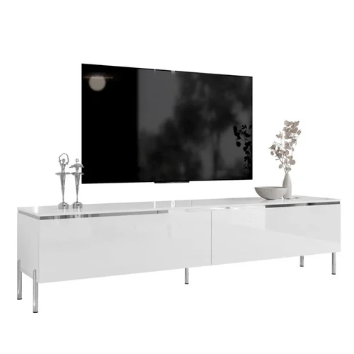 TV spintelė AURORA SILVER180, 180 cm, balta blizgi image 3