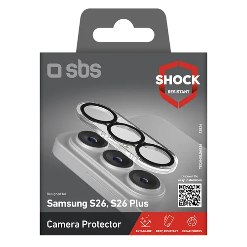 SBS Galaxy S26 galinės kameros apsauginis stiklas su juodu rėmeliu image 2