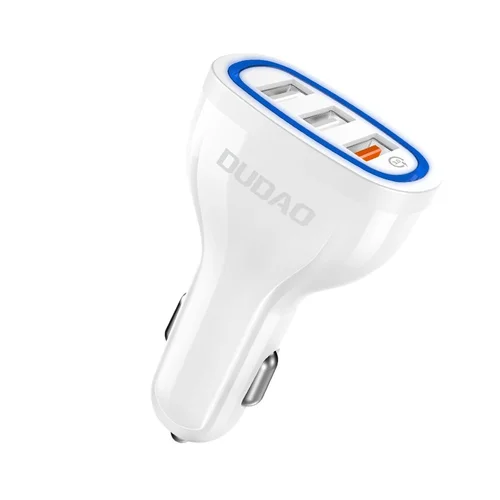 Dudao R7S automobilinis įkroviklis 18 W, 3 USB, baltas image 1