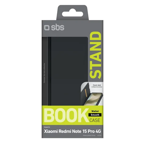 SBS lygus piniginės dėklas Xiaomi Redmi Note 15 Pro 4G, juodas image 2