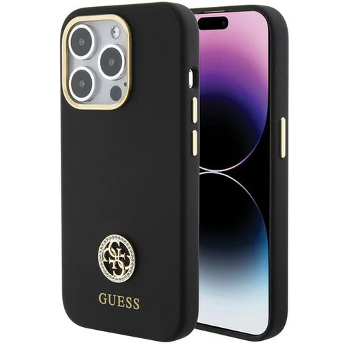 Guess 4G Strass silikoninis dėklas iPhone 15 Pro, juodas image 1
