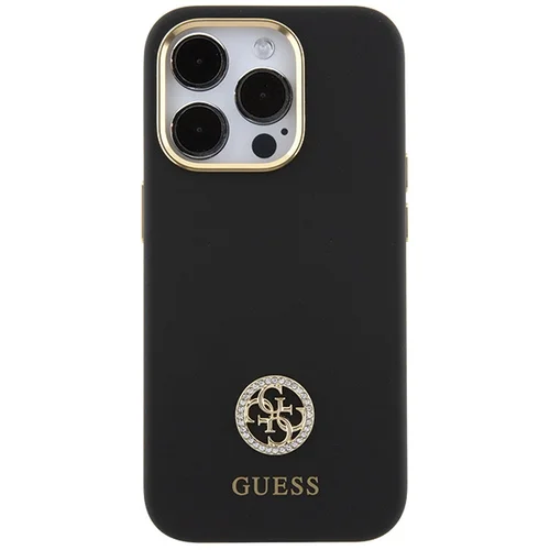 Guess 4G Strass silikoninis dėklas iPhone 15 Pro, juodas image 3