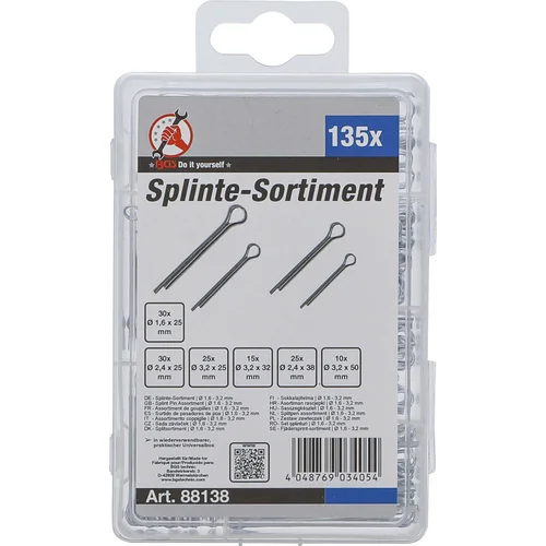 BGS technic 88138 spyruoklinių kaiščių rinkinys, 135 vnt., Ø 1,6–3,2 mm image 3