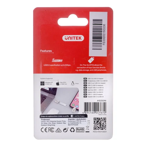 UNITEK A1025GNI USB-C–USB-A 3.1 Gen 1 adapteris image 2