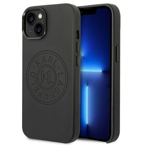 Karl Lagerfeld Oda Perforuota Logo dėklas iPhone 14 Plus, juodas image 1