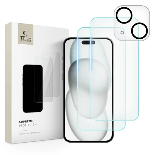 Tech-Protect Supreme iPhone 15 ekrano ir kameros stiklų komplektas image 1