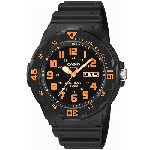 CASIO MRW-200H-4B vyriškas laikrodis, juodas/oranžinis image 1