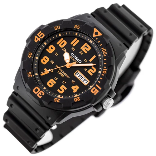 CASIO MRW-200H-4B vyriškas laikrodis, juodas/oranžinis image 2