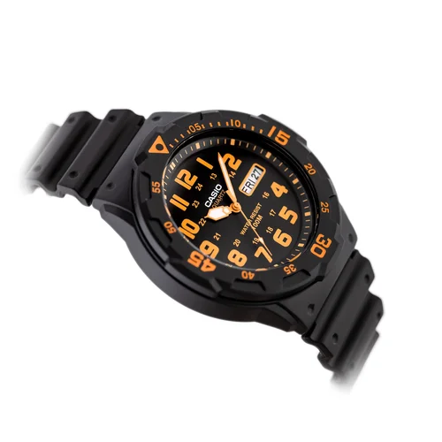 CASIO MRW-200H-4B vyriškas laikrodis, juodas/oranžinis image 3