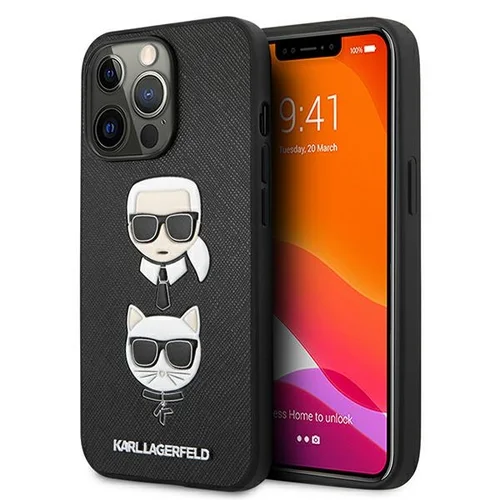 Karl Lagerfeld Saffiano Karl&Choupette Head dėklas iPhone 13/13 Pro, juodas image 1