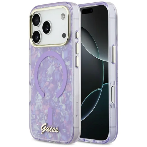 Guess IML Shell Script Metal MagSafe dėklas iPhone 17 Pro Max, purpurinis image 1