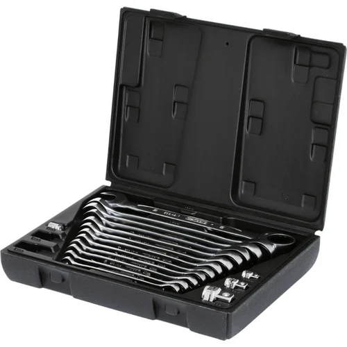 KS Tools kombinuotų terkšlinių raktų komplektas su adapteriais 16vnt image 1