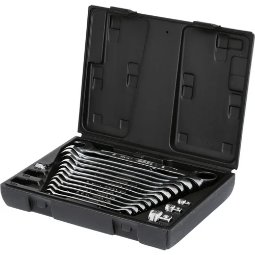 KS Tools kombinuotų terkšlinių raktų komplektas su adapteriais 16vnt image 2