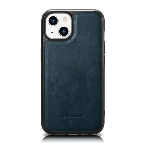 iCarer WMI14220717-BU natūralios odos dėklas iPhone 14, mėlynas image 1
