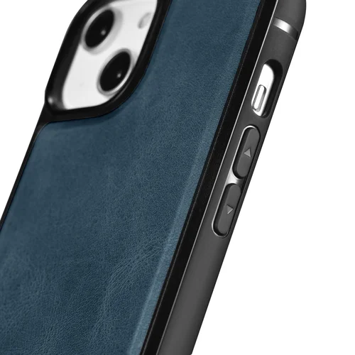 iCarer WMI14220717-BU natūralios odos dėklas iPhone 14, mėlynas image 2