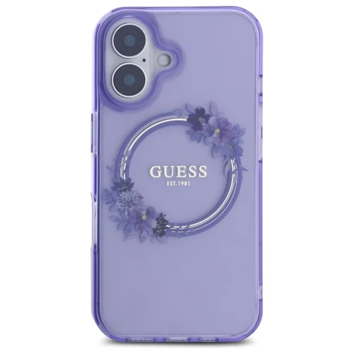 Guess IML Gėlių vainikas MagSafe dėklas iPhone 16, purpurinis image 3