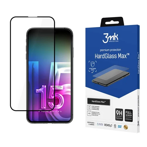 3mk HardGlass Max stiklas Apple iPhone 15 Pro Max, juodas image 1