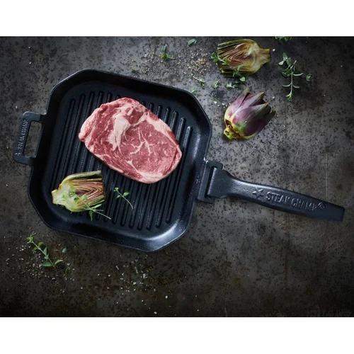 Rifliuota ketaus keptuvė nuimama rankena Steak Champ 26x26 cm image 3