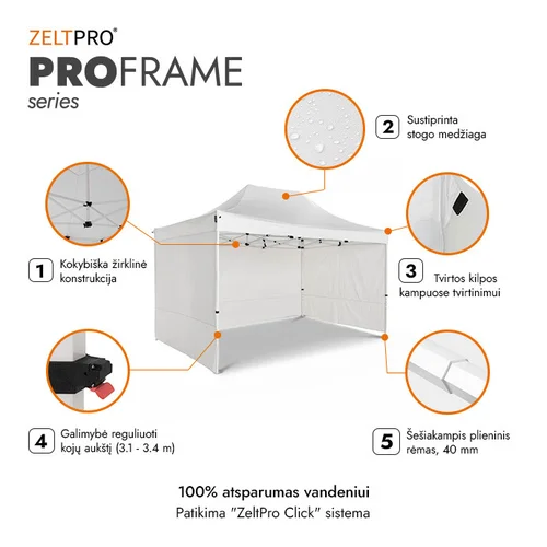 Prekybinė Palapinė 3x2 Balta Zeltpro PROFRAME image 2