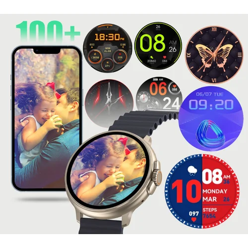 Rubicon RNCF15 išmanusis laikrodis 47 mm, juodu dirželiu image 2