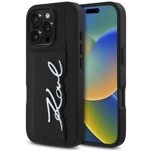 Karl Lagerfeld HC Grained PU dėklas iPhone 16 Pro, juodas image 1