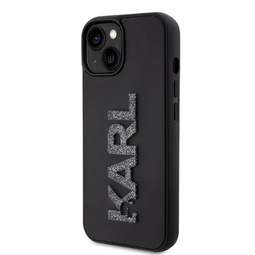 Karl Lagerfeld 3D blizgučių dėklas iPhone 15 Plus, juodas image 2