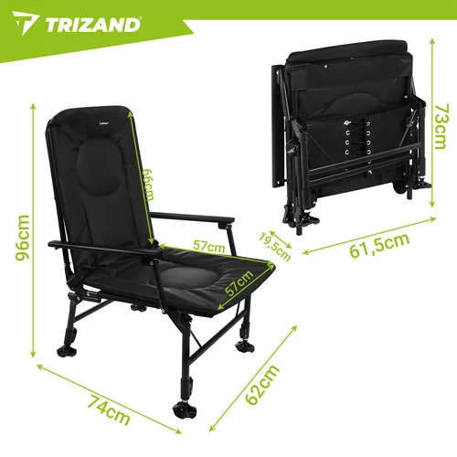 Trizand reguliuojama žvejybos kėdė, juoda image 2