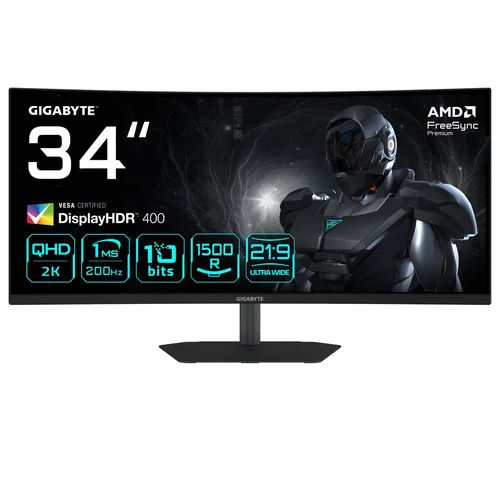 GIGABYTE G34WQC2 34 col. WQHD 200 Hz monitorius image 1