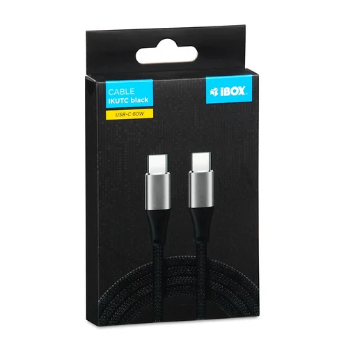iBOX IKUTC USB-C laidas 60 W, 1 m, juodas image 2