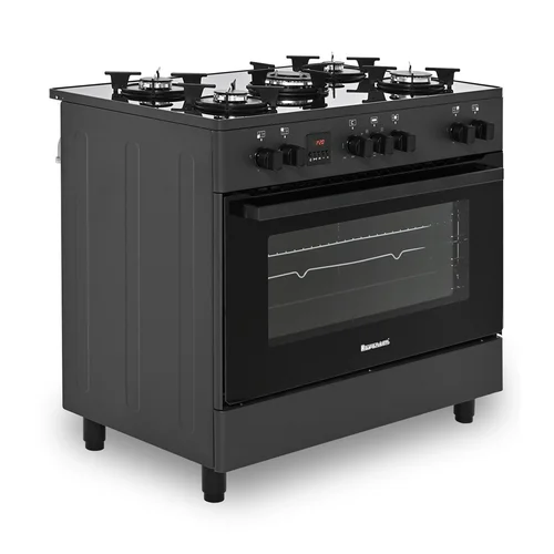 Ravanson KWGE-K90 90 cm juoda dujinė-elektrinė viryklė image 2